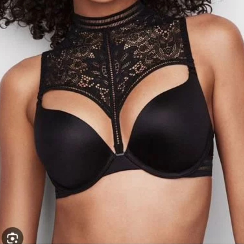 Victoria's Secret Black Lace High-Neck Bra